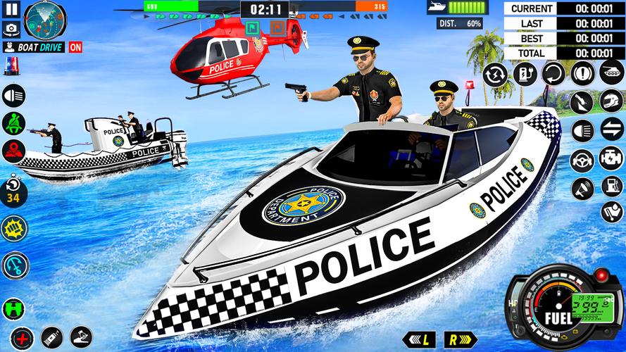 Police Boat Chase Crime Games Captura de pantalla 3
