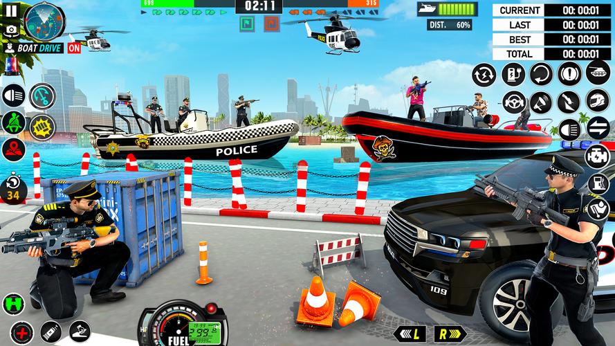 Police Boat Chase Crime Games Captura de pantalla 1