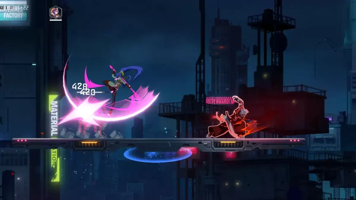 Một nguyên mẫu trong hiệu ứng entropy blazblue thực hiện một cuộc tấn công giữa không trung
