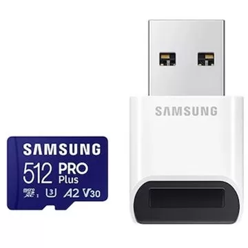 USB 어댑터가있는 512GB Samsung Pro Plus Micro SDXC 카드 지금 $ 29.99