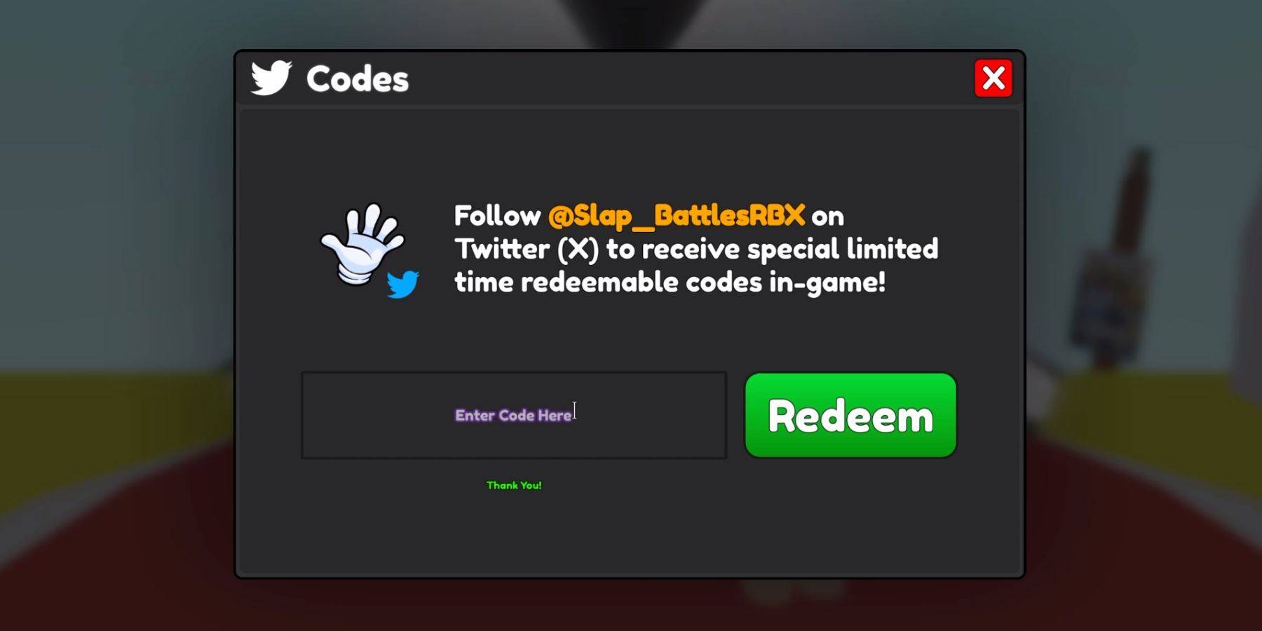 Step-by-step code redemption process in Slap Battles