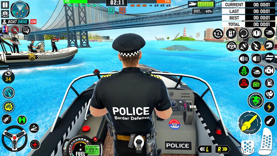 Police Boat Chase Crime Games Captura de pantalla 0